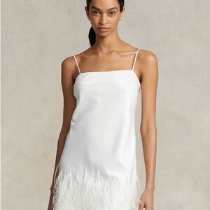 *NWT* Polo Ralph Lauren White Feather-Hem Mini Dress (00/XS)